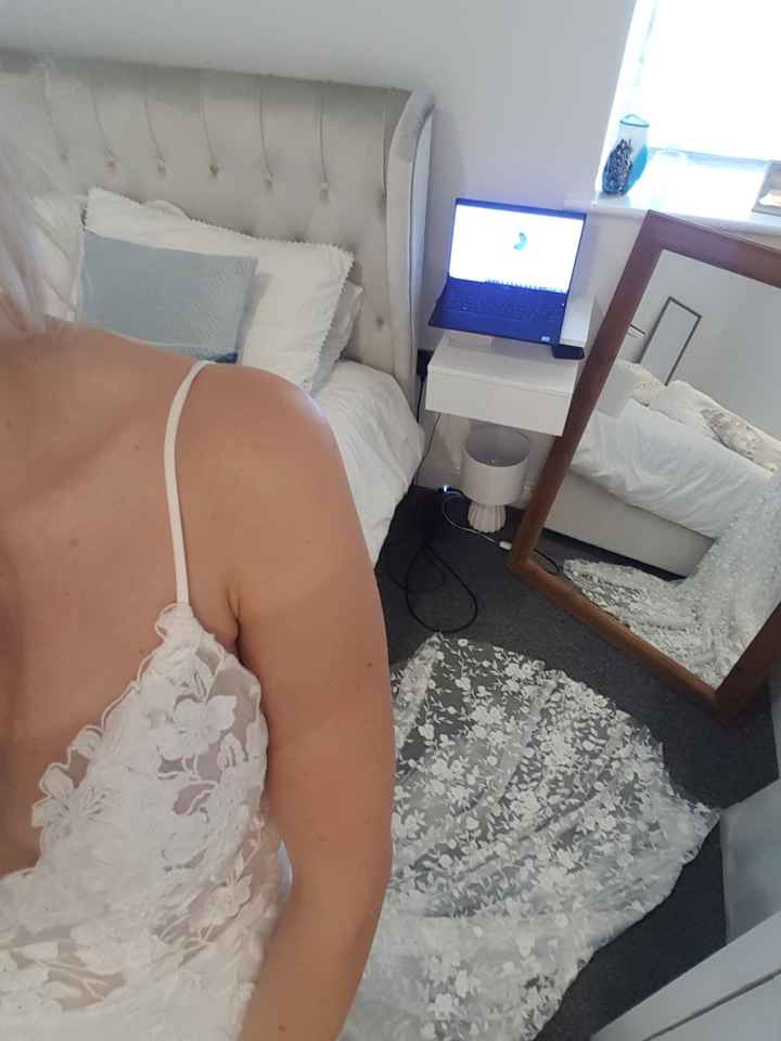 Trying on wedding dresses at home? 1