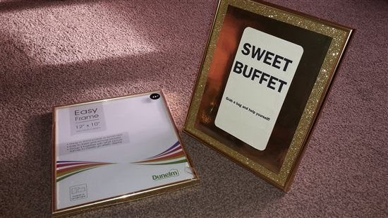 Sweet Buffet, gold glitter themed items, jewellery & craft items