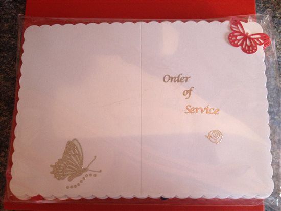 Re: ORDER of SERVICE! anyone? Help?