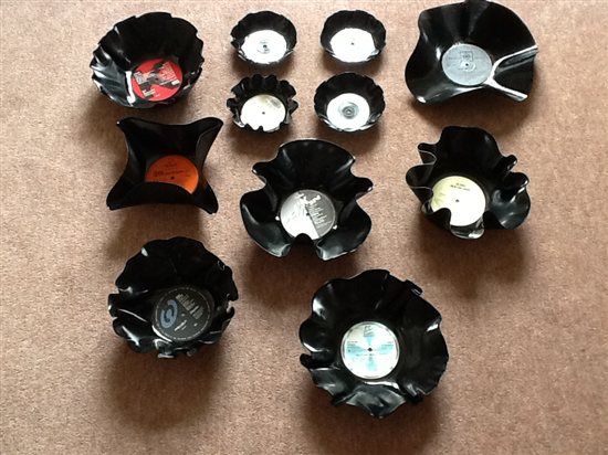 Vinyl Record Cake Stands and Bowls