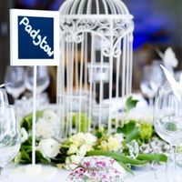 Vintage wedding package - Includes 8 Birdcages, 9 round mirror plates and table number chalkboards a