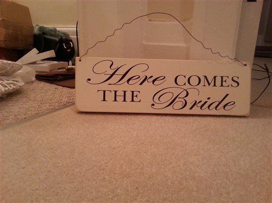Here comes the bride wooden sign
