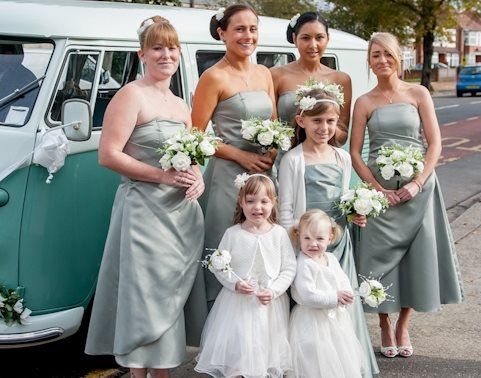 4 Sage Green Bridesmaid Dresses and 1 9year old Sage Green Bridesmaid Dress