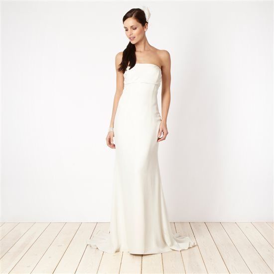 Ben de Lisi Cream bead embellished bandeau bridal gown Wedding dress Size 10