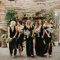 Dark Green Velvet Bridesmaid Dresses - uk - 1