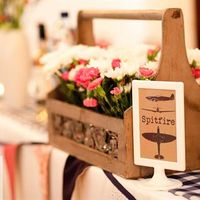 Miscellany of wedding items (still to sell: cream vases, metal urns, navy pageboy suit and pink/navy