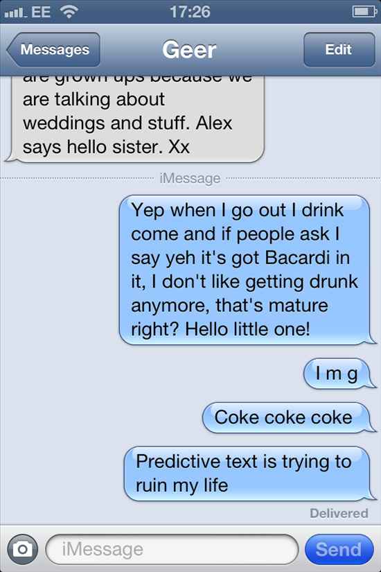 Predicted text fail