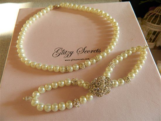 Glitzy Secret side tiara and handmade pearl jewellery