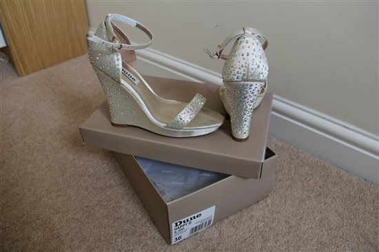 Dune Ivory Satin Wedge Sandal - Paid £110 - For Sale £45