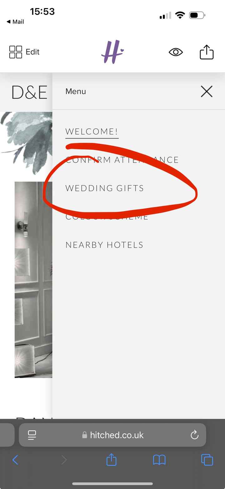 How do i add a link of my gift list/registry to the wedding website? - 1