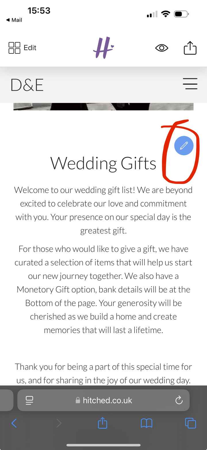 How do i add a link of my gift list/registry to the wedding website? - 2