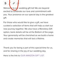 How do i add a link of my gift list/registry to the wedding website? - 3