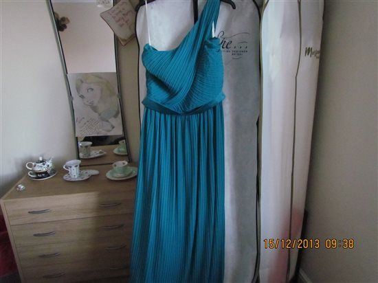 Maggie Sottero wedding sash belt, monsoon dress & jacket, ear rings, dessy bm dress, rainbow shoes a