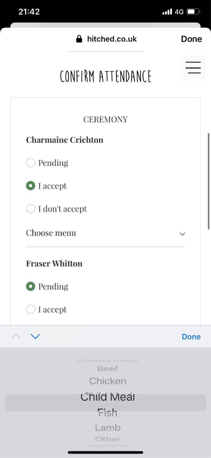 Meal option on rsvp - 1