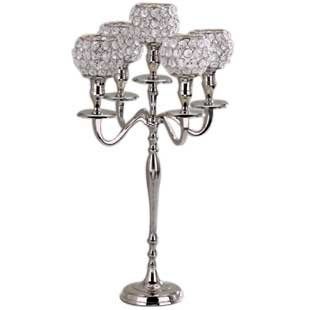5 arm crystal ball candelabras