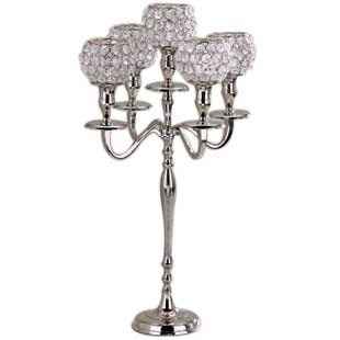 5 arm crystal ball candelabras