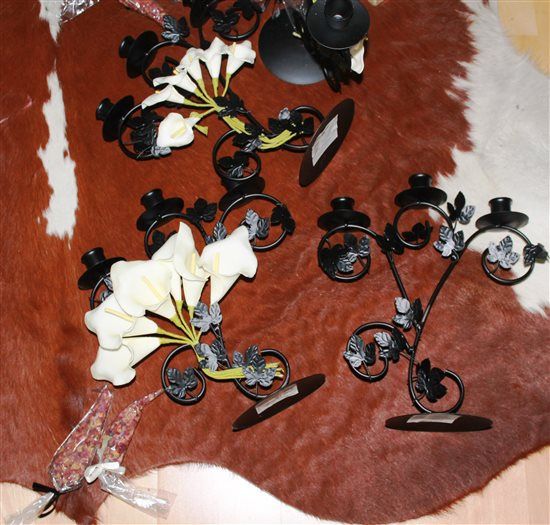 Wedding items from our Black & Ivory themed wedding for sale!  candelabras , candles , foam calla li