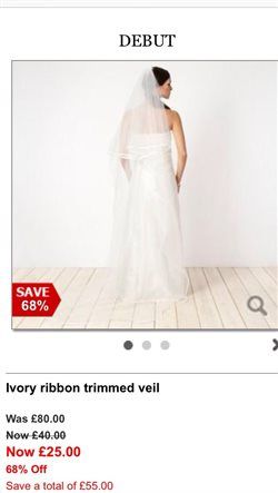 Debenhams full length veil in sale!