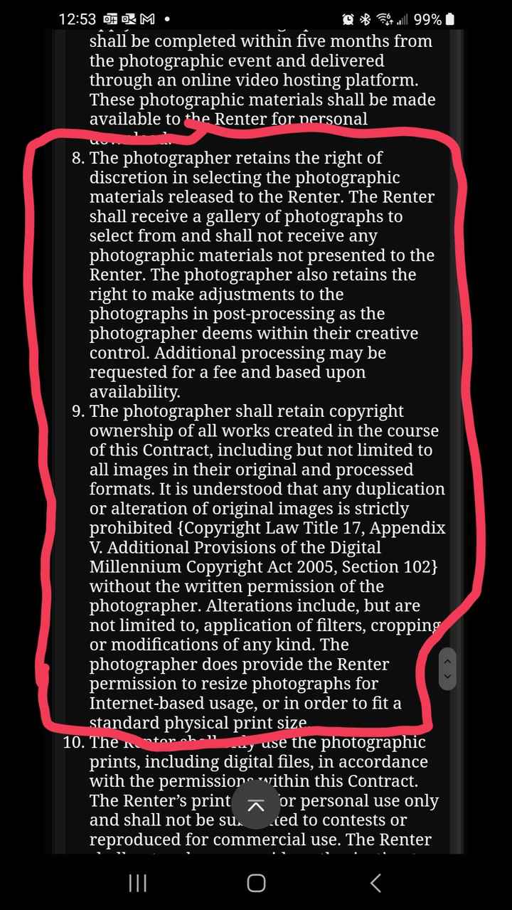 Needing advice on a seemingly one sided vendor contract (photography) - 1