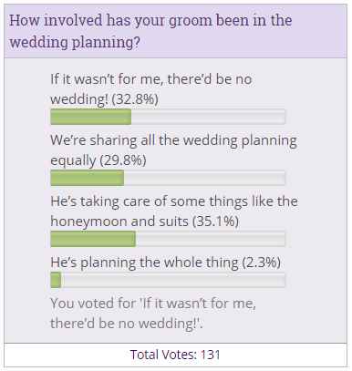 Re: How involved is your other half in the wedding planning?