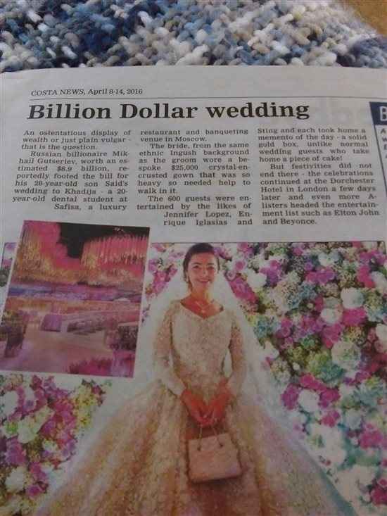 Re: billion dollar wedding.