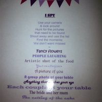 Re: Disposable Camera Photo Prompt Sheet Ideas for Tables