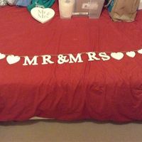 Wooden heart decorations, Mr and Mrs wooden bunting