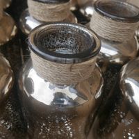 Rustic crafty wedding decor for sale - gold decorative jars / bottles, rustic hearts, sparkly headba