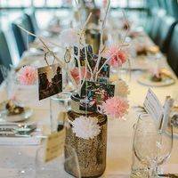 Rustic crafty wedding decor for sale - gold decorative jars / bottles, rustic hearts, sparkly headba