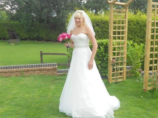 Wedding items for sale with flashes. Ronald joyce destiny dress, veil, next bridal shoes, petticoat/