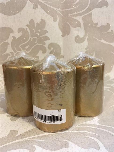 H&M GOLD BLOCK PILLAR CANDLES 6 NEW