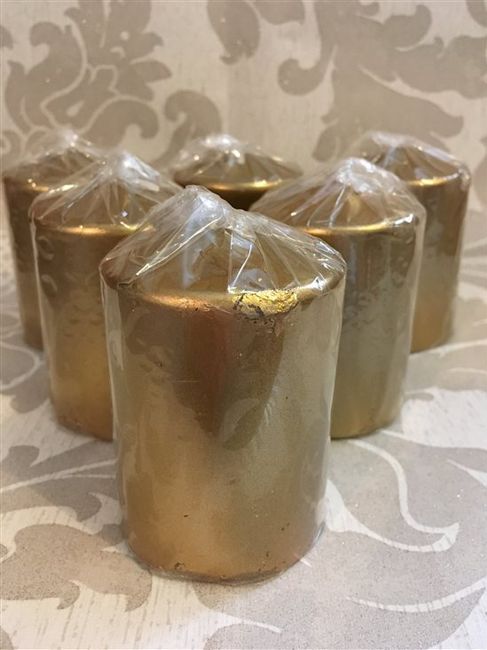 H&M GOLD BLOCK PILLAR CANDLES 6 NEW