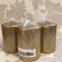H&M GOLD BLOCK PILLAR CANDLES 6 NEW