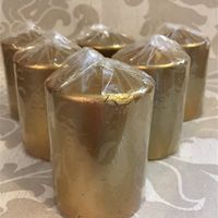 H&M GOLD BLOCK PILLAR CANDLES 6 NEW