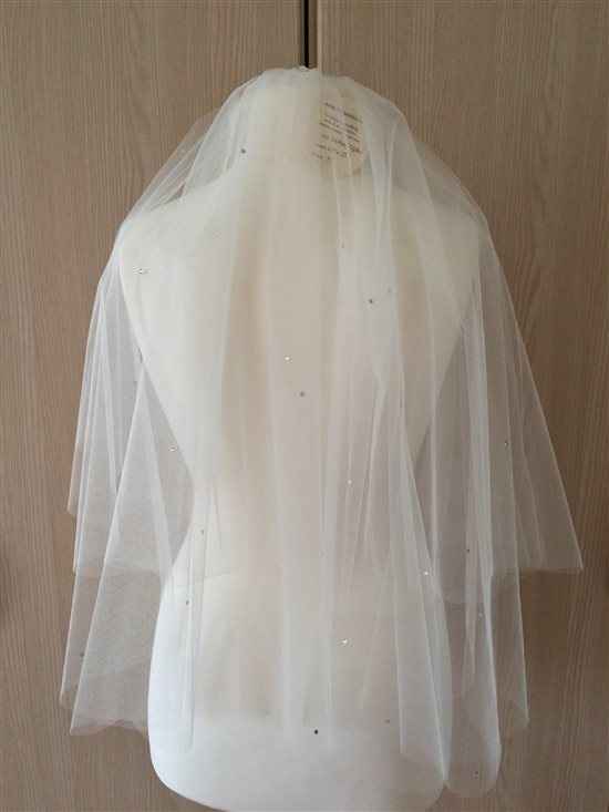 New 2 tier Elbow length veil with scattered crystals - Ivory