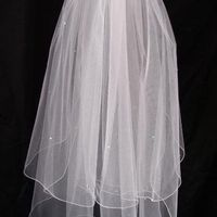 Brand New 2 tier Ivory Waist length veil with scattered diamantes