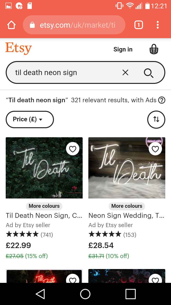 Neon sign - til death 2