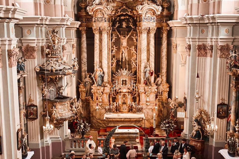 A traditional church wedding