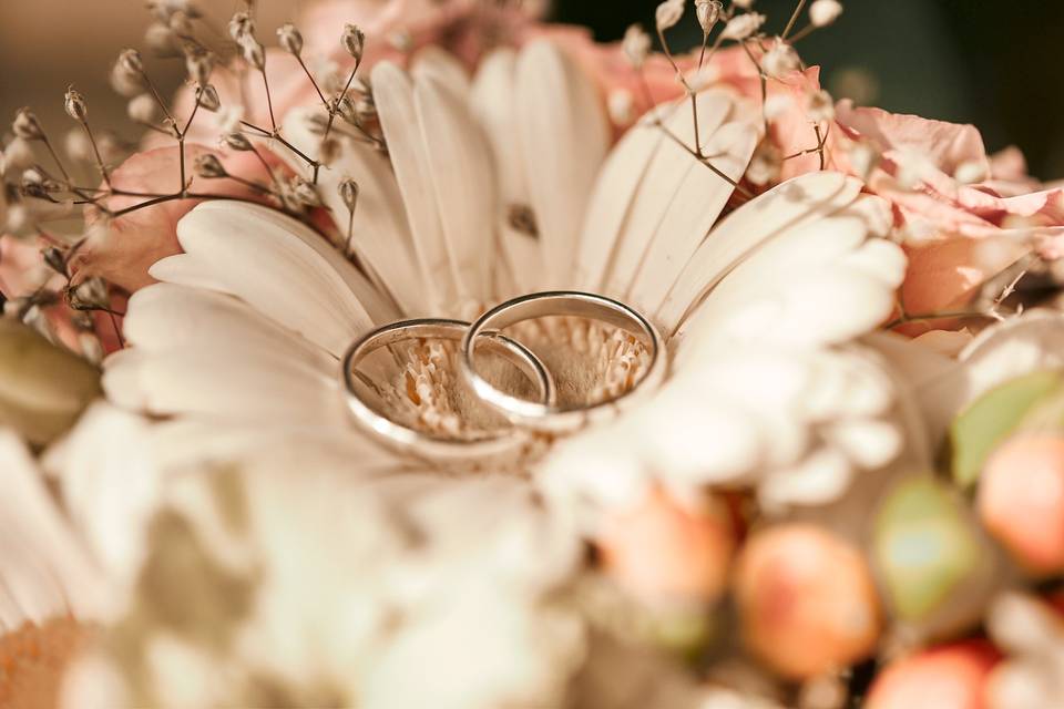 Rings embedded in flowers