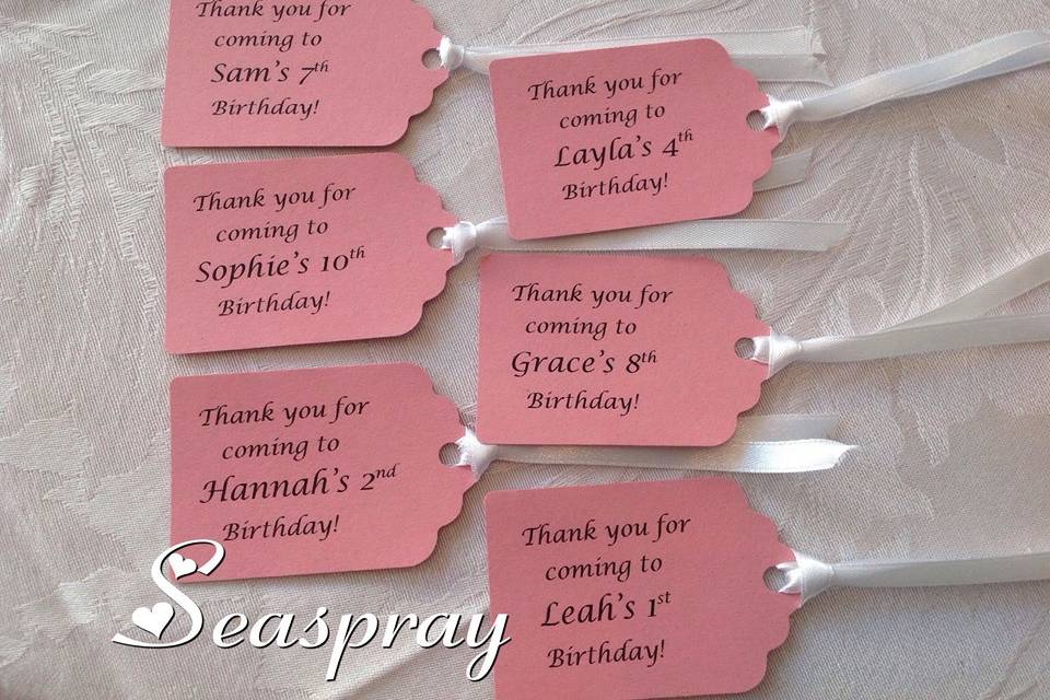 Personalised gift tags