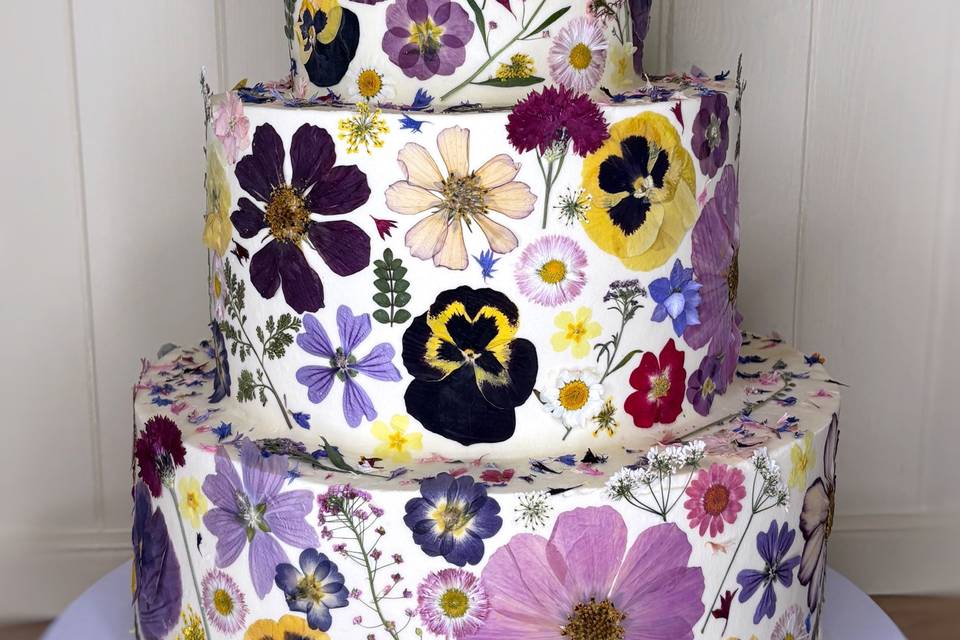 Edible Pressed Flower Cake