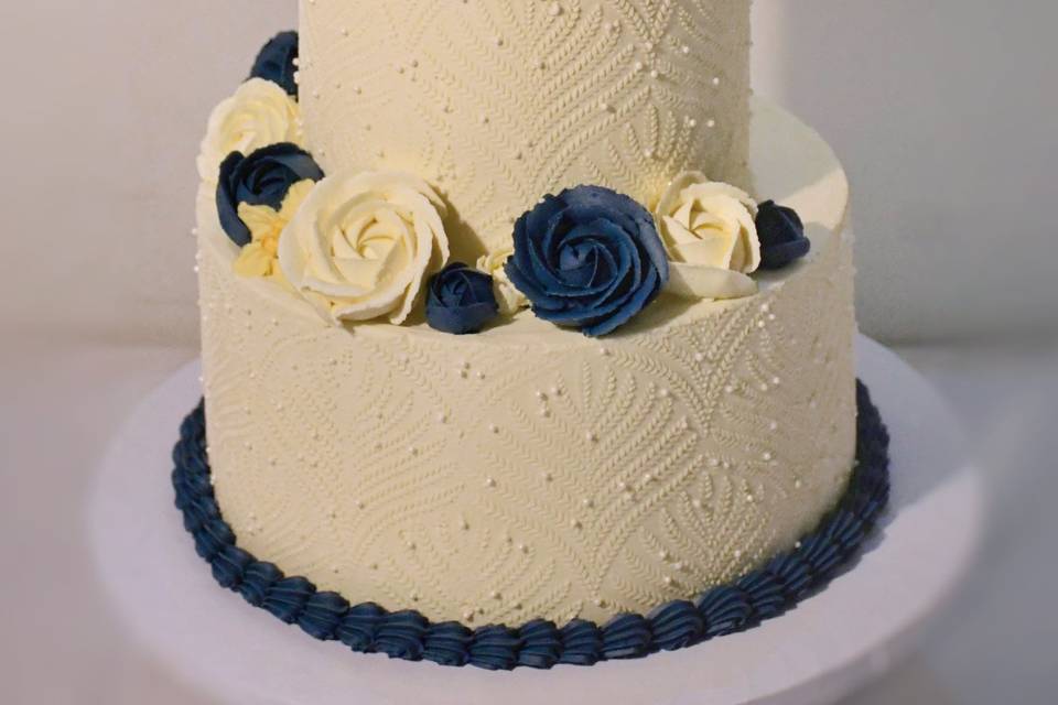 Navy and White Wedding Cake