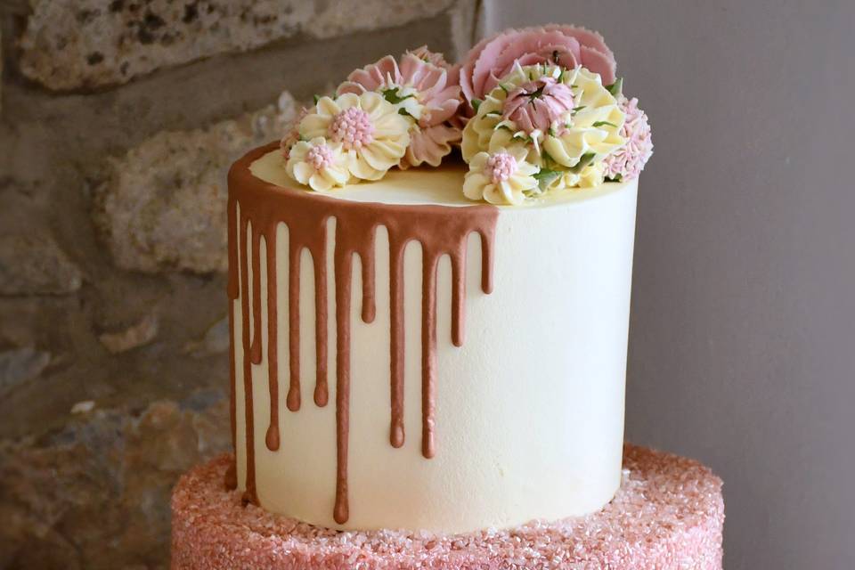 Pink and Rose Gold Cake