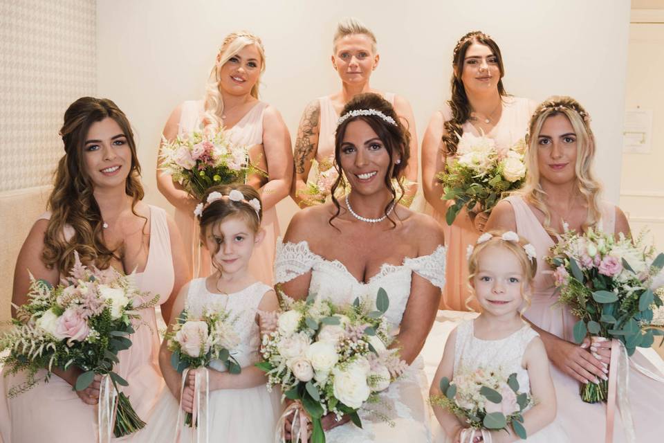 Bride and bridesmaids