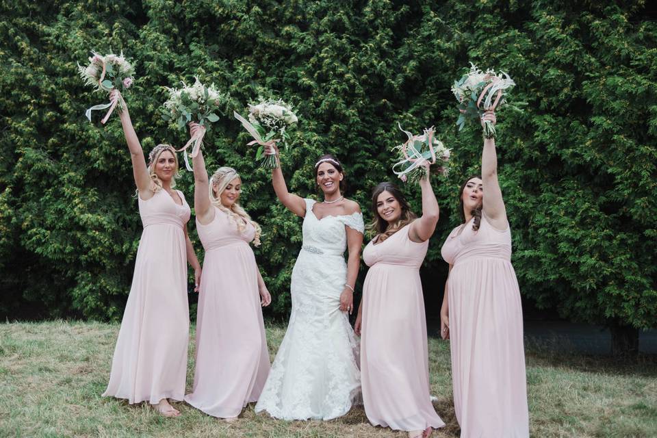 Bride and bridesmaids