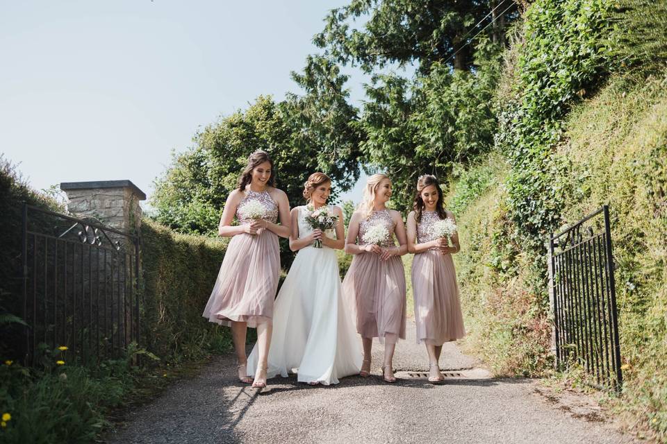 Bride and bridesmaids