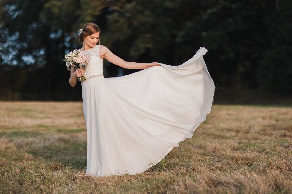 Bride at sunset