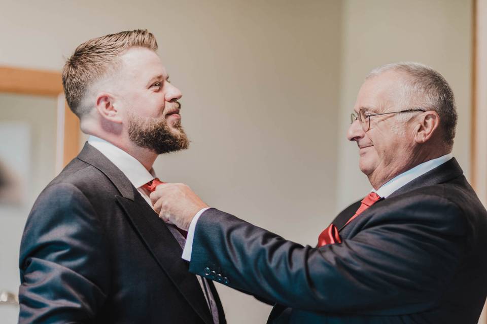 Groom getting ready