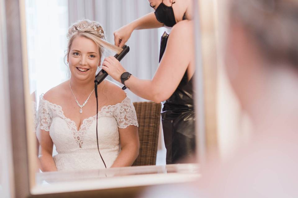 Bride getting ready