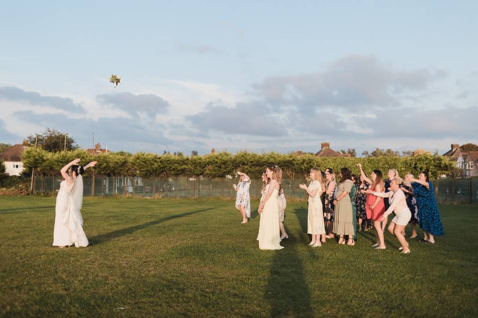 Tossing bouquet